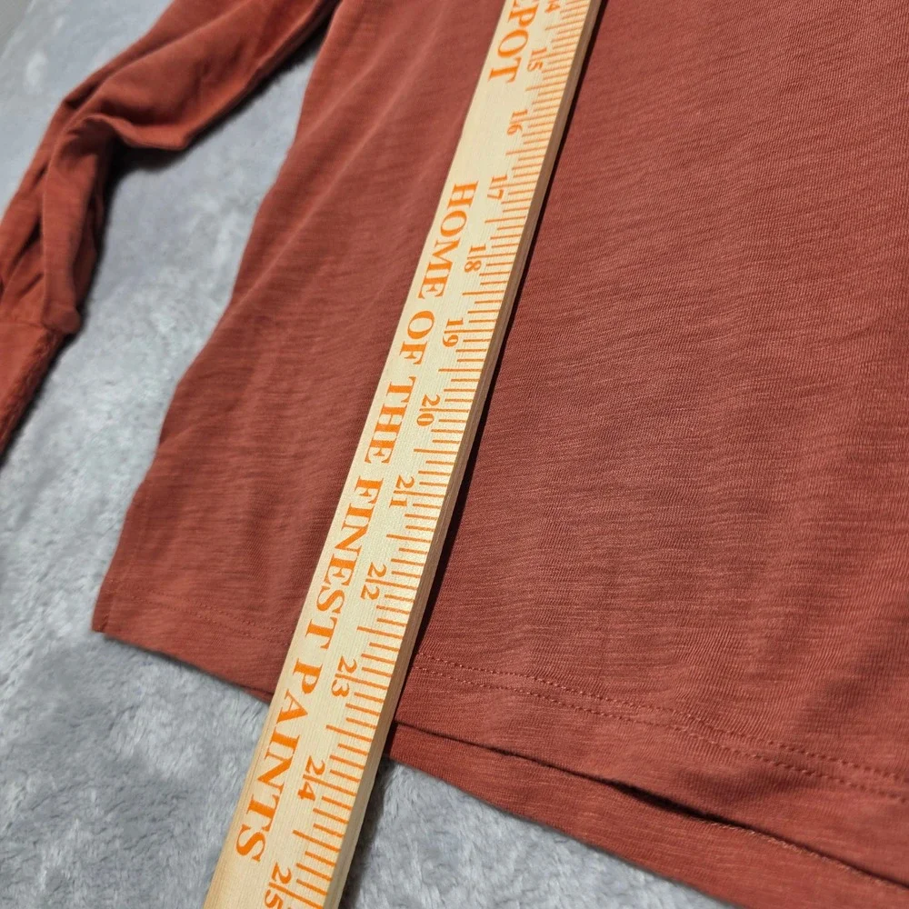 Madewell Women Medium Faded Brick Long Sleeve Smocked Cuff‎ Puff Shoulder Top
